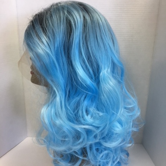 Ombre Blue Lace Front Synthetic Wig - Picture 3 of 6